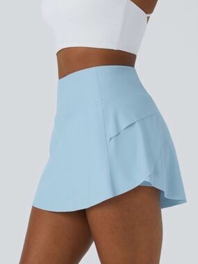 Halara Two in One Back Waistband Pocket Dance Skirt Baby Blue Size Medium NWOT